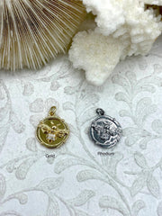 CZ Micro PAVE Gold or Rhodium Bee Charms, Round Bee Charm, Gold or Rhodium Plated Brass, Bumblebee Charms, Cubic Zirconia, Fast Ship