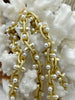 Image of Brass Multilink Pearl chain, 3 Finishes, Gold, Matte Gold, Silver,Dainty Electroplated Brass Chain, White Pearls, Sold By the Foot,Fast Ship