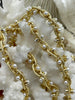 Image of Brass Multilink Pearl chain, 3 Finishes, Gold, Matte Gold, Silver,Dainty Electroplated Brass Chain, White Pearls, Sold By the Foot,Fast Ship