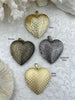 Image of High Quality Brass Heart Locket Charm, 40mm Heart Locket, 4 Finishes, Gold, Matte Gold, Burnished Silver, Bronze, Locket Pendant Fast Ship