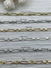 Mixed Link Cable Chain, by the foot. Electroplated Base Metal, Large Link 15mm x 5mm Small link 6mm, 7 Finishes.  Fast ship