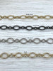 Image of Brass Mixed Link Medium Cable Chain Oval/Round sold by the foot. 10mm x 14mm oval 6mm round. Electroplated brass, 3 finishes Fast ship