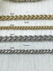 Image of Brass Curb Chain HIGH QUALITY Gold Plated Curb Chain, Rhodium Silver Curb Chain, Chunky Flat Curb Chain 2 sizes 5mm or 9mm Fast ship