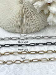 Brass Mixed Link Medium Cable Chain Oval sold by the foot. 7.5mm x 13mm oval,  Electroplated brass, 3 finishes Fast ship