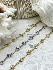 Brass Dainty Delicate Bar Chain w/moving beads, Delicate Chain, Tiny Bar Chain, Stick Chain Sold by the foot 3 Finishes Available. Fast ship