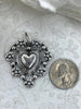 Image of Heart Pendant High Quality Zinc Alloy with Faux Pearls, 38mm, Zinc Alloy Heart Charm, Heart Pendant with Faux Pearls, 5 Finishes, Fast Ship.