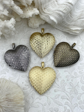 High Quality Brass Heart Locket Charm, 40mm Heart Locket, 4 Finishes, Gold, Matte Gold, Burnished Silver, Bronze, Locket Pendant Fast Ship