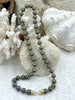 Image of Hand Knotted Necklace 16.5" Long, Round Glass Pearl Beads with Finished Ends Gold, Rhodium, or Matte Gold End Caps, Fast Ship