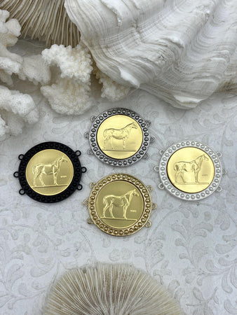 Horse Coin Pendant, Gold Coin Pendant, Equestrian Pendant, Equestrian Coin, Coin Bezel, Art Deco Coin, Replica Coin, Horse Coin Fast Ship