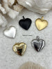 Image of Brass Mother of Pearl Heart Charm, Heart Pendant, Mother of Pearl Pendant, Gold Matte Silver, Matte Gold, Matte Black, and Silver, Fast Ship