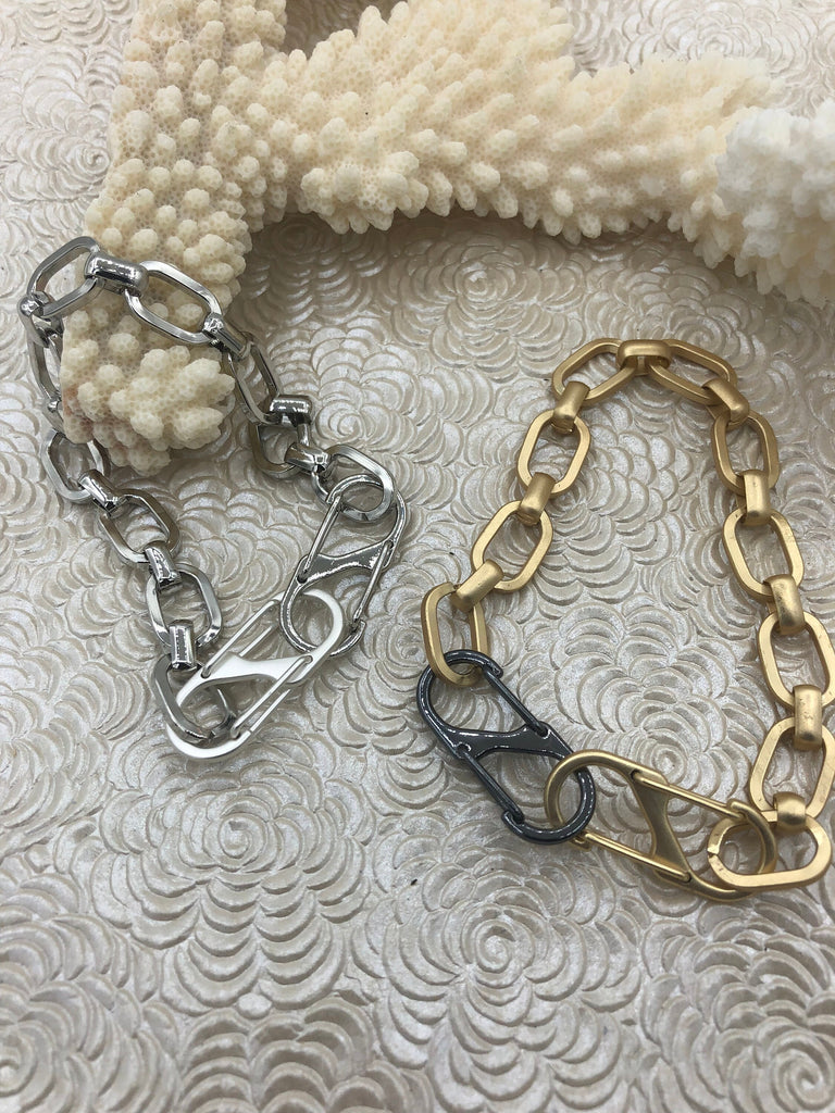 HALLEBEADS 5 Sets Stainless Steel Connect Clasps Chain Bracelet Clasps and  Closures for Jewelry Making Supplies (8mm Wide, Mirror Steel)
