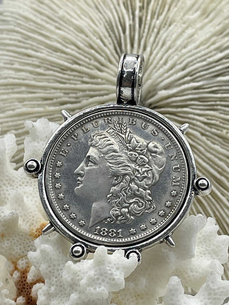 1926 REAL PEACE SILVER DOLLAR GOLDPLATED PENDANT 18 INCH CHAIN EBS1280OTH