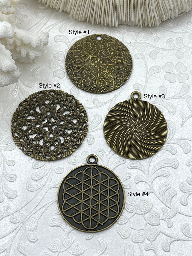 Bronze Round Metal Filigree Embellishments (#744-B)