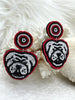 Image of Bulldogs Earrings,Beaded Earrings, Red Black and White Earrings, Game Day Clam,Collegiate Earrings, Dawgs, Go Dawgs, Sold as a set Fast Ship Bling by A