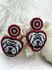 Image of Bulldogs Earrings,Beaded Earrings, Red Black and White Earrings, Game Day Clam,Collegiate Earrings, Dawgs, Go Dawgs, Sold as a set Fast Ship Bling by A