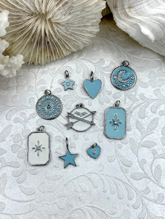 LITMIND 50 Pcs Cute Enamel Charms for Jewelry Making Bulk lot Rhinestone  Necklace Pendants Earrings Bracelet Designer for DIY Crafting Charms