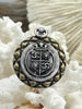 Image of French Coin Pendant 30mm, Quilted Crown Lion Coin, Crown Medallion, Vintage Coin, Lion Coin, 3 Finishes,Coin Pendant, French Coin, Fast Ship